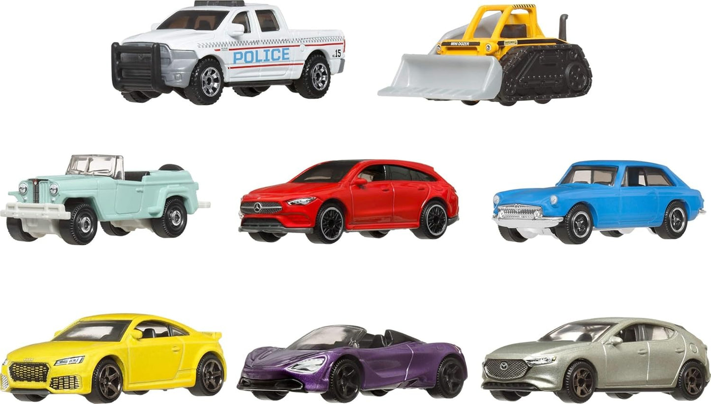 TNIRVAK Toy Cars or Trucks 20-Pack, Variety Set of 20 Die-Cast 1:64 Scale Cars, Buses, Fire, Construction or Police Vehicles (Styles May Vary)