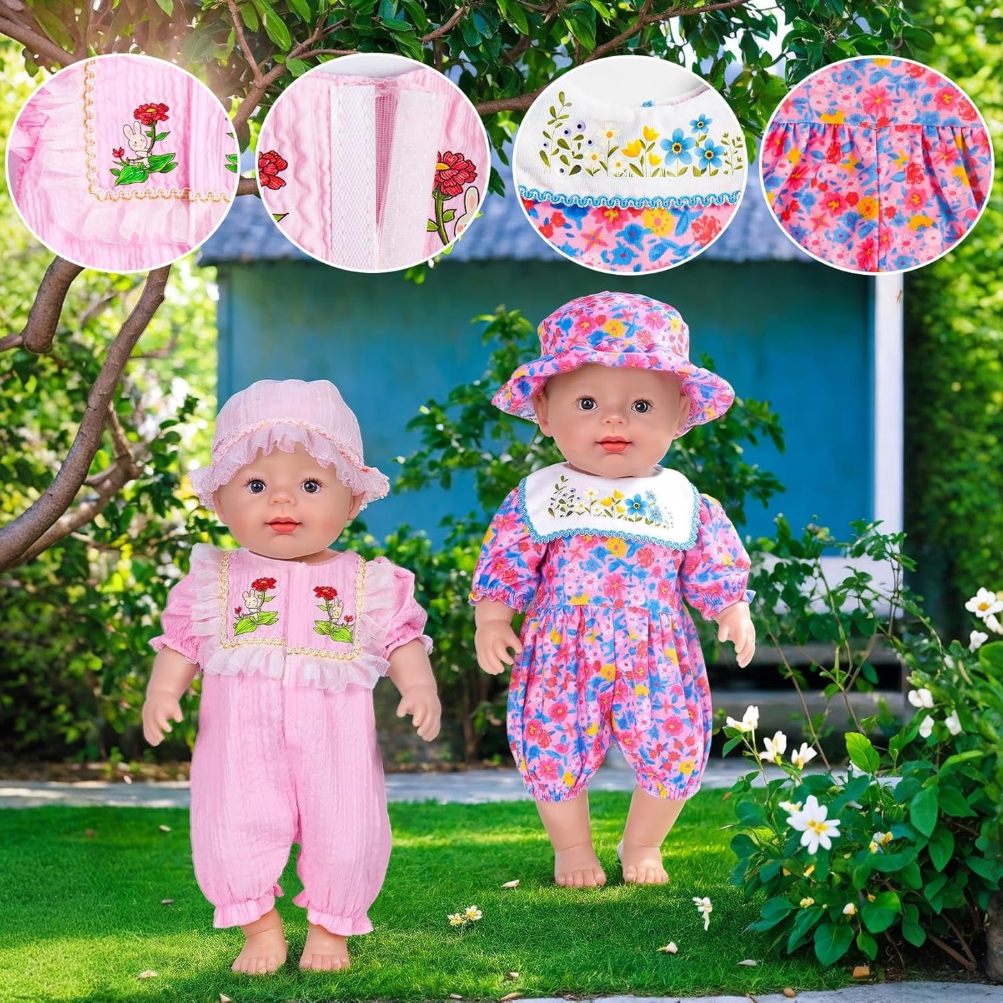 TNIRVAK 12 Sets 14-16-Inch Baby Doll Clothes Outfits, Dress, Headbands, Accessories Compatible With 43cm New Born Baby, 15-inch and 18-Inch Dolls