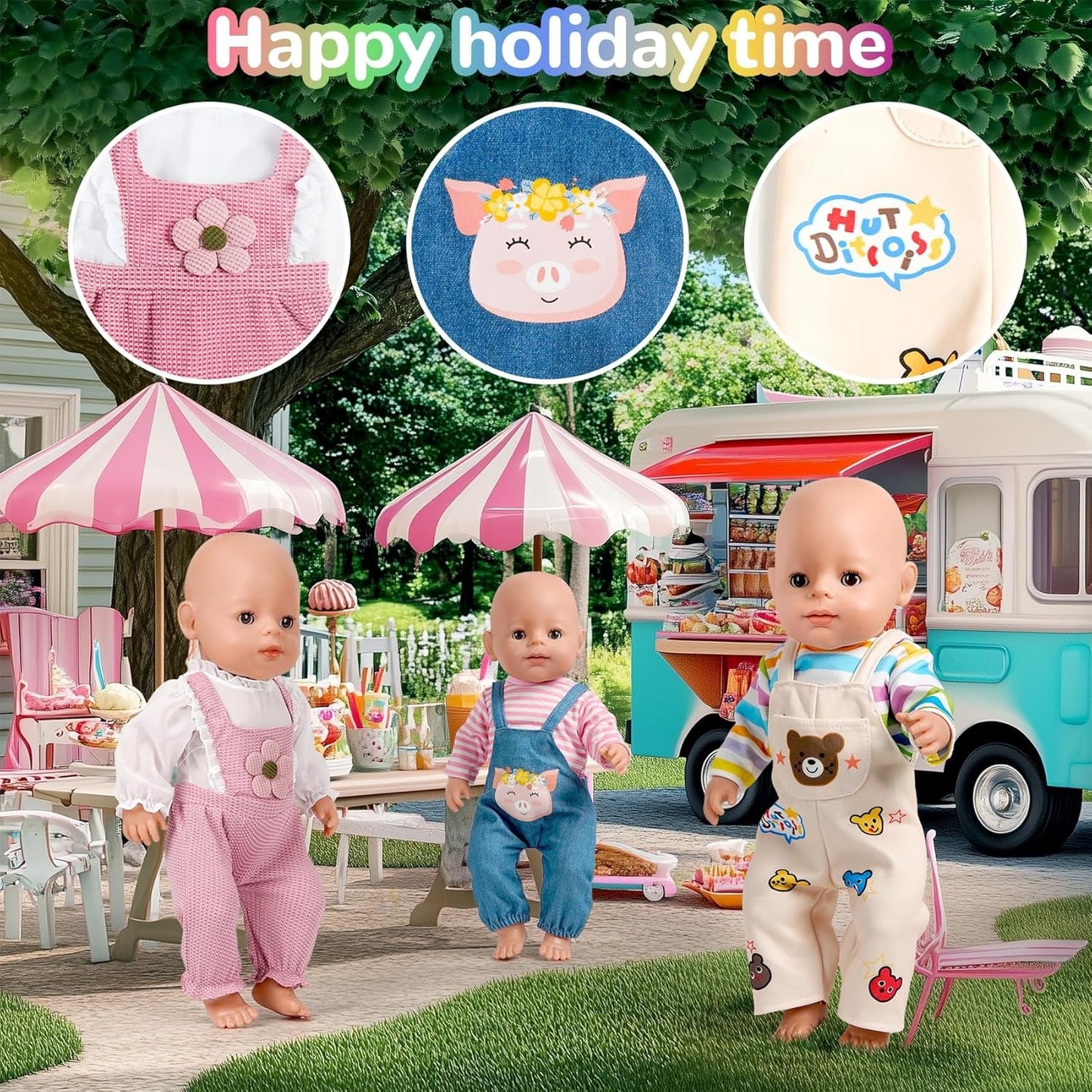 TNIRVAK 12 Sets 14-16-Inch Baby Doll Clothes Outfits, Dress, Headbands, Accessories Compatible With 43cm New Born Baby, 15-inch and 18-Inch Dolls