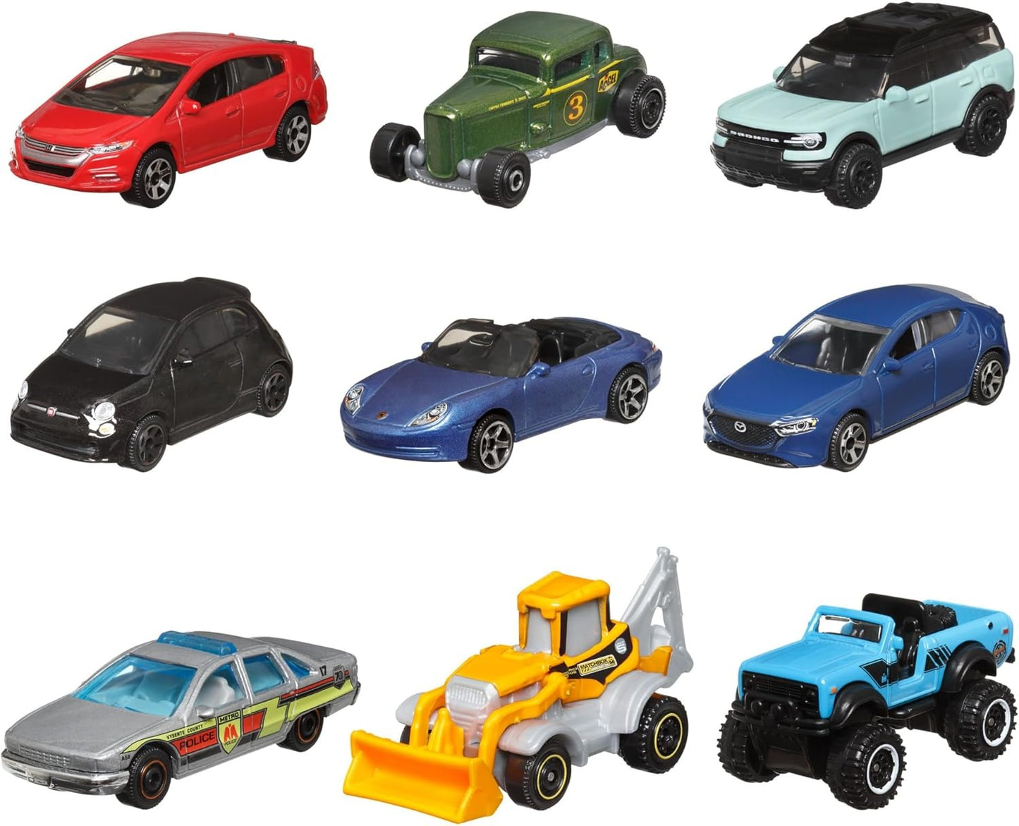 TNIRVAK Toy Cars or Trucks 20-Pack, Variety Set of 20 Die-Cast 1:64 Scale Cars, Buses, Fire, Construction or Police Vehicles (Styles May Vary)