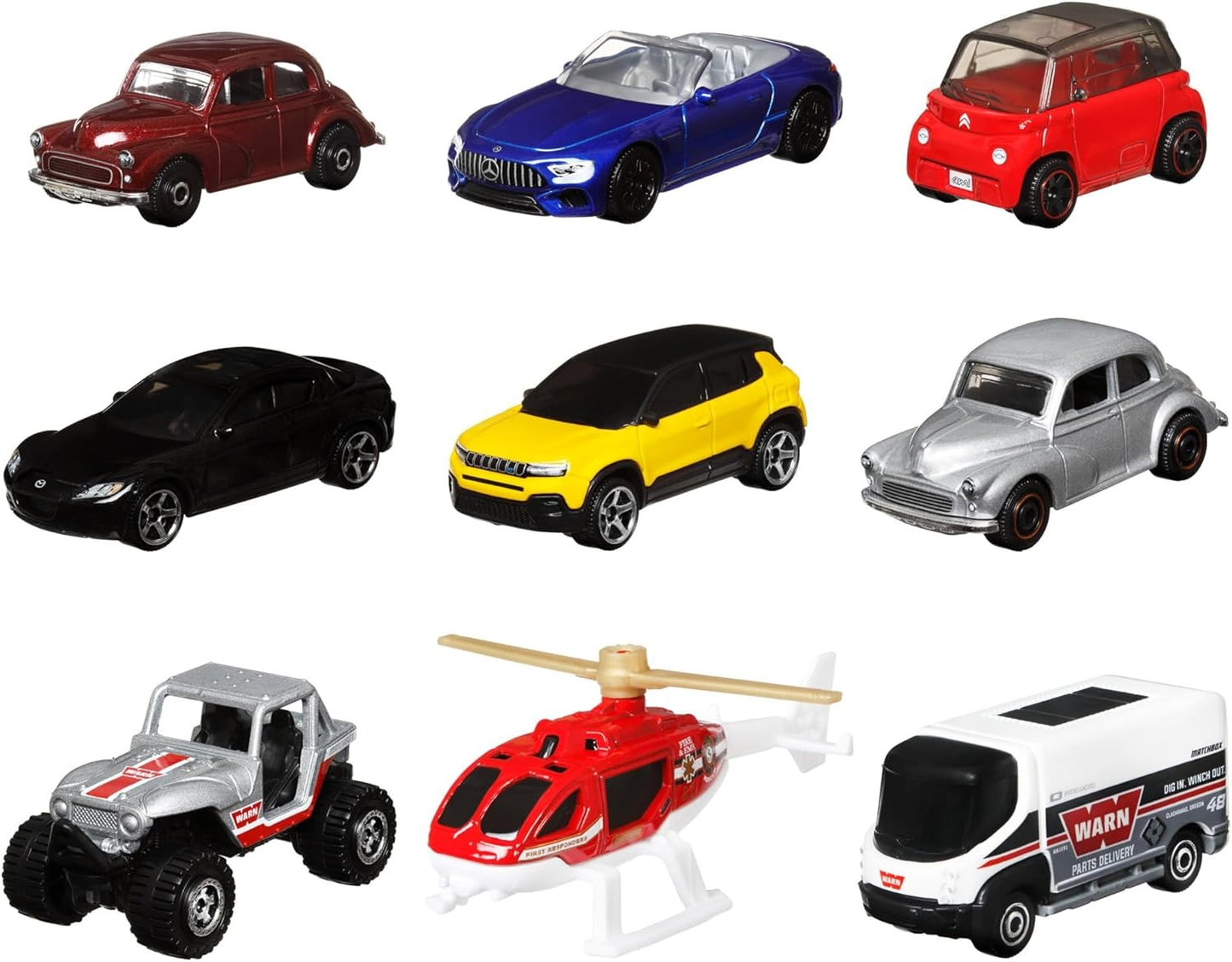TNIRVAK Toy Cars or Trucks 20-Pack, Variety Set of 20 Die-Cast 1:64 Scale Cars, Buses, Fire, Construction or Police Vehicles (Styles May Vary)