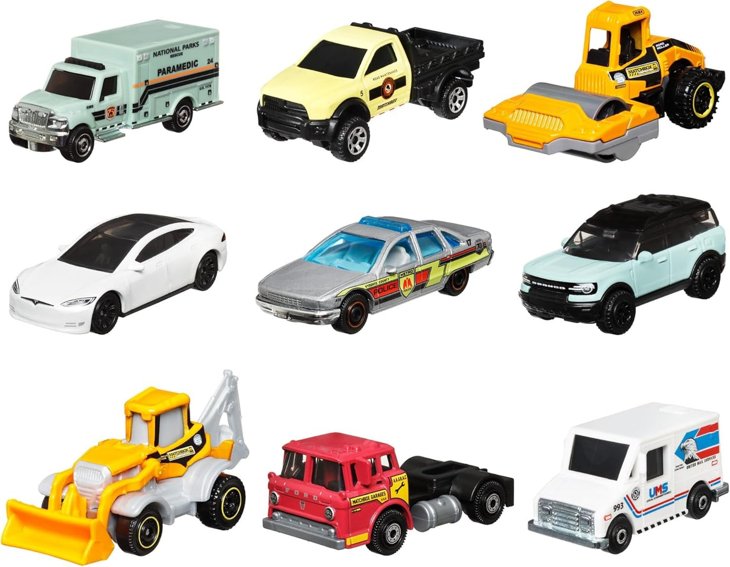 TNIRVAK Toy Cars or Trucks 20-Pack, Variety Set of 20 Die-Cast 1:64 Scale Cars, Buses, Fire, Construction or Police Vehicles (Styles May Vary)