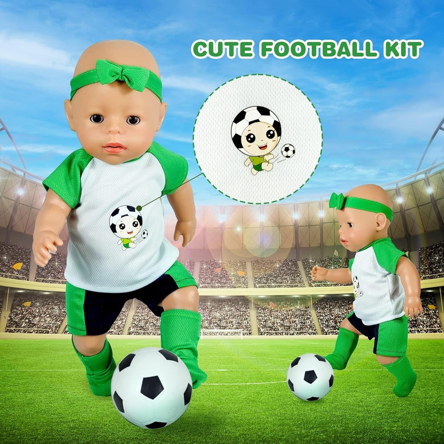 TNIRVAK 12 Sets 14-16-Inch Baby Doll Clothes Outfits, Dress, Headbands, Accessories Compatible With 43cm New Born Baby, 15-inch and 18-Inch Dolls