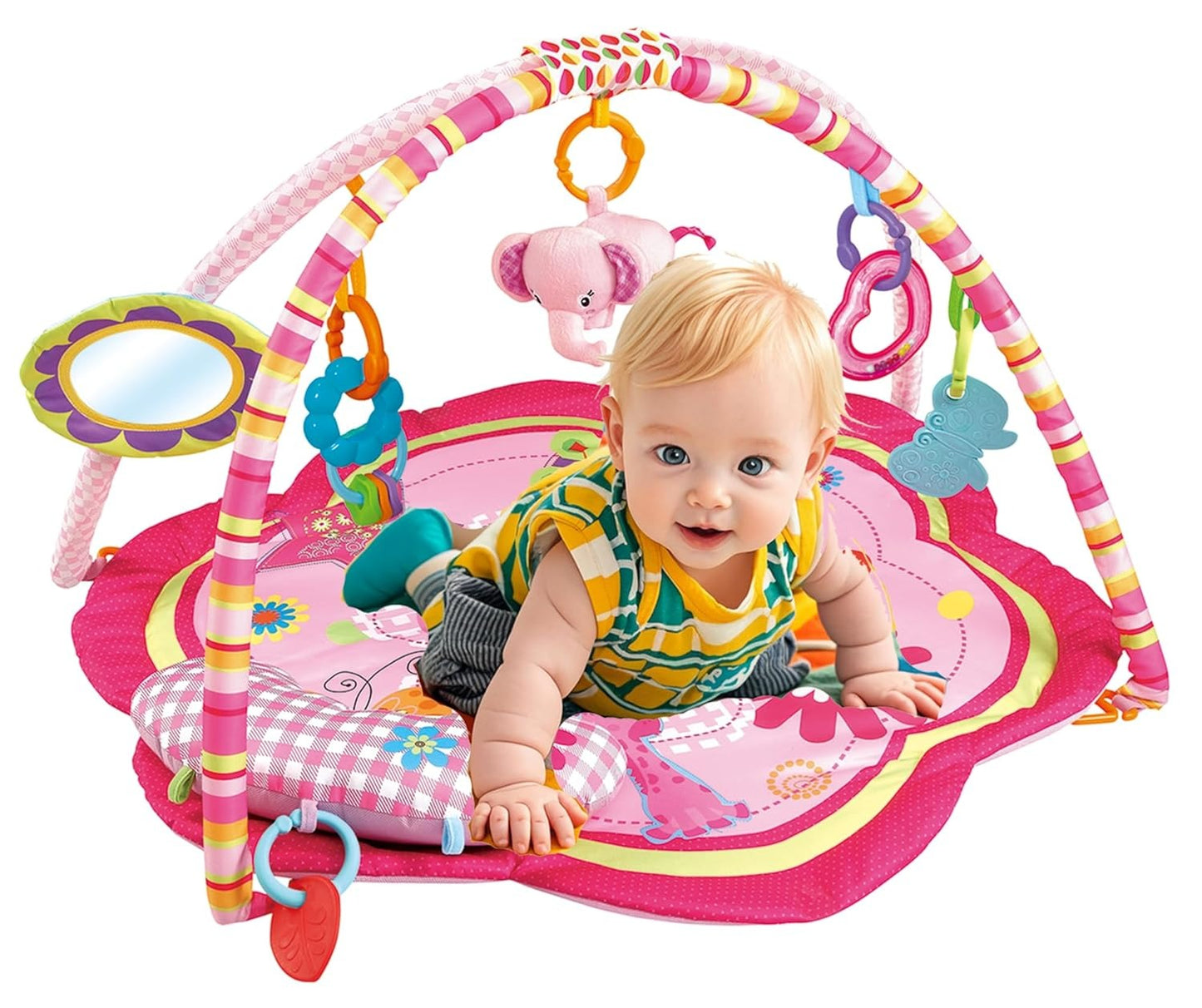 TNIRVAK Baby Gyms Play Mats Toddler Fold Acctivity Gyms Play Mat Colorful Baby Pad with Animal Toys, Giraffe