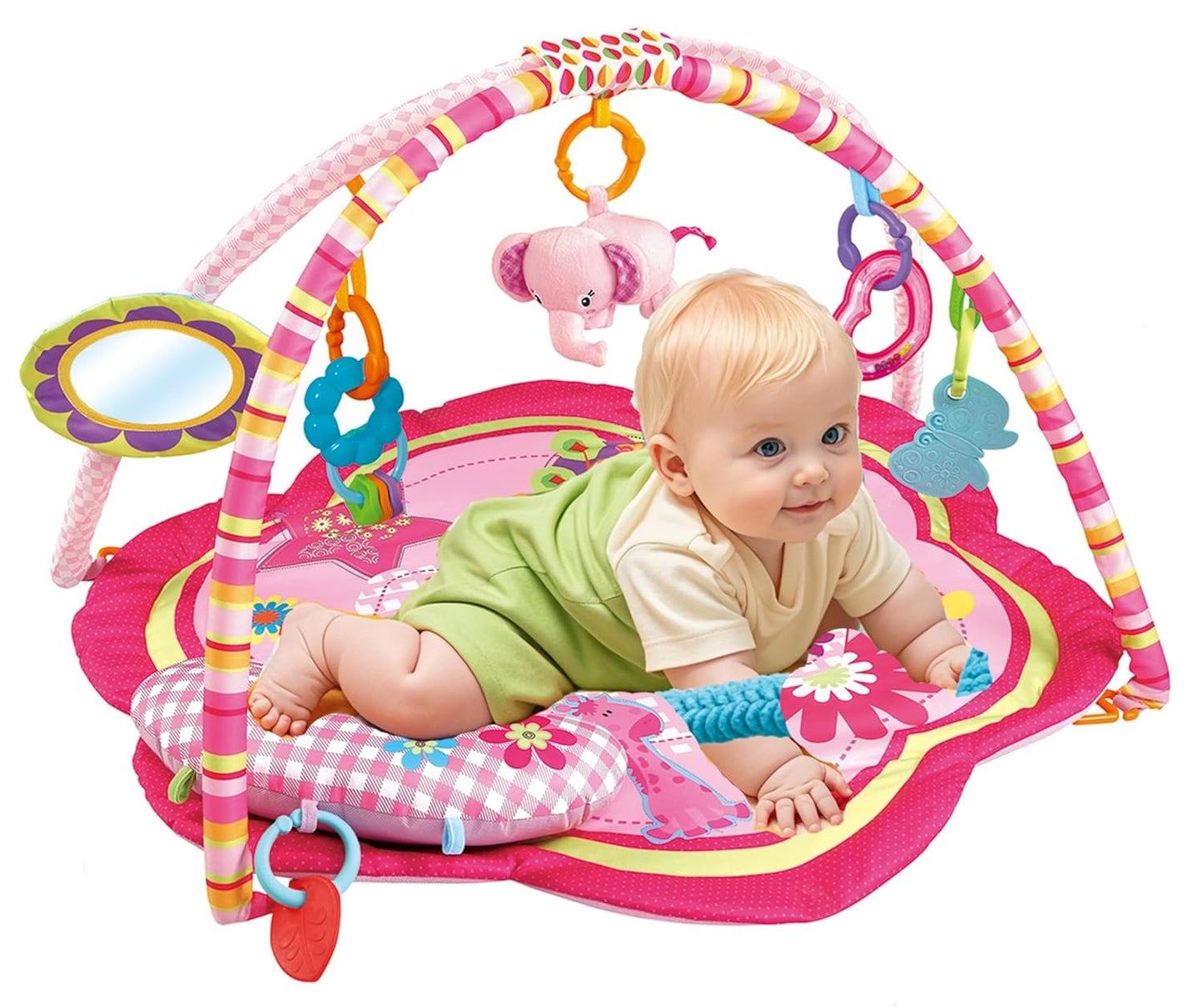 TNIRVAK Baby Gyms Play Mats Toddler Fold Acctivity Gyms Play Mat Colorful Baby Pad with Animal Toys, Giraffe