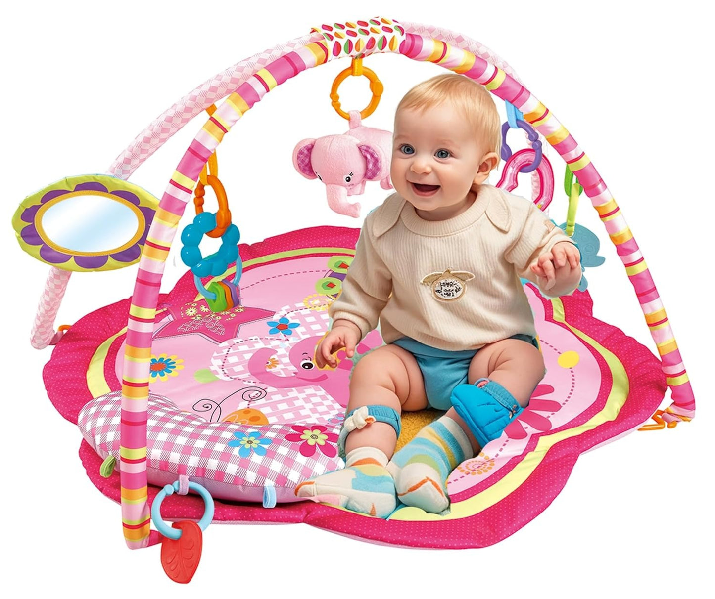 TNIRVAK Baby Gyms Play Mats Toddler Fold Acctivity Gyms Play Mat Colorful Baby Pad with Animal Toys, Giraffe