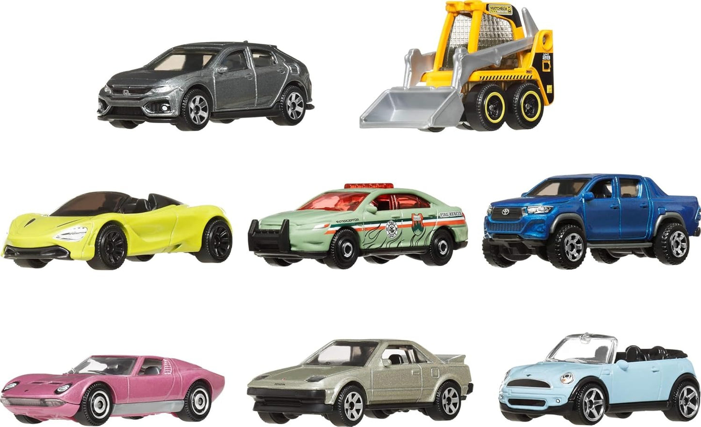 TNIRVAK Toy Cars or Trucks 20-Pack, Variety Set of 20 Die-Cast 1:64 Scale Cars, Buses, Fire, Construction or Police Vehicles (Styles May Vary)