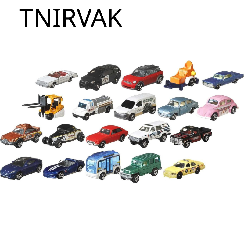 TNIRVAK Toy Cars or Trucks 20-Pack, Variety Set of 20 Die-Cast 1:64 Scale Cars, Buses, Fire, Construction or Police Vehicles (Styles May Vary)