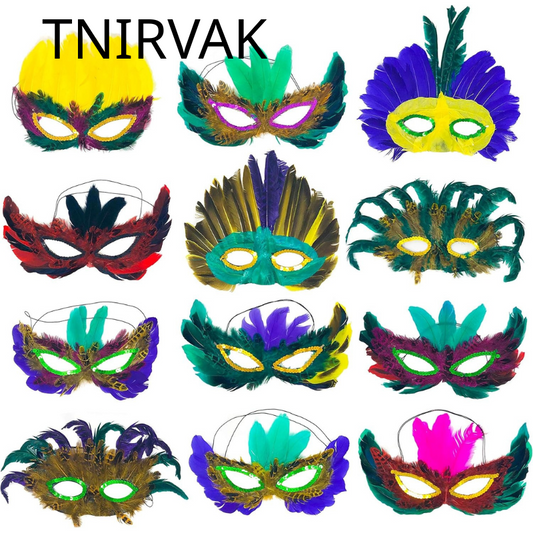 TNIRVAK- 12 Assorted Mardi Gras Masks - Party Masks - Ideal for Celebrations, Carnival, Prom, Ballroom - Perfect for New Year's Eve - Antifaces Elegantes, Venetian Masquerade Mask, Mascaras Venecia