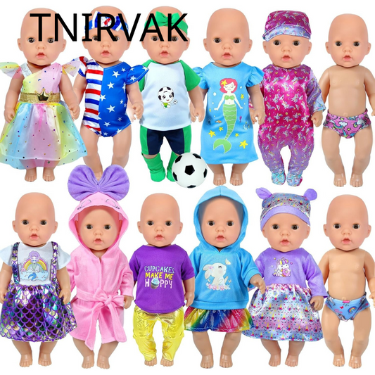 TNIRVAK 12 Sets 14-16-Inch Baby Doll Clothes Outfits, Dress, Headbands, Accessories Compatible With 43cm New Born Baby, 15-inch and 18-Inch Dolls